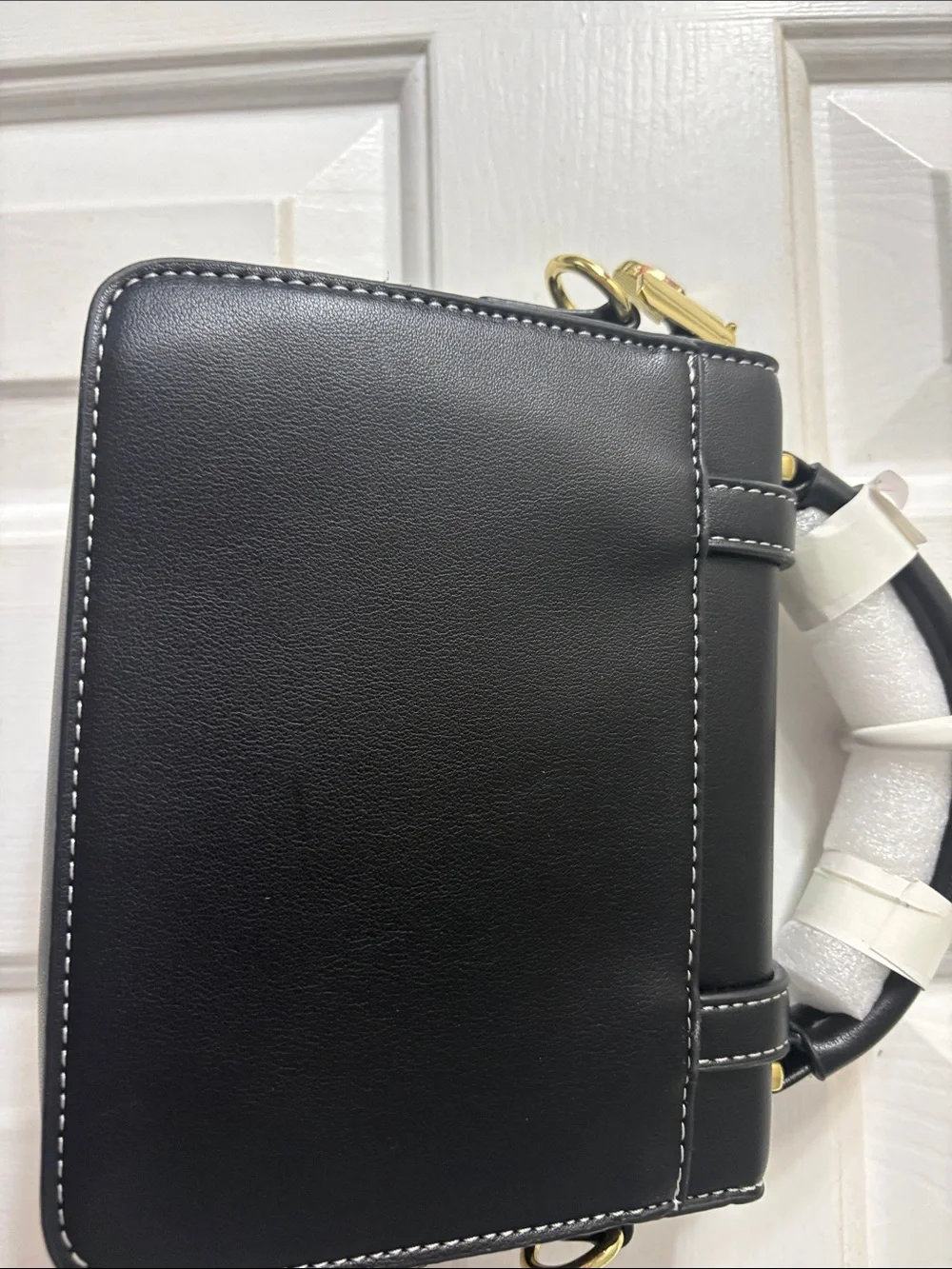 Black Structured Top-Handle Satchel